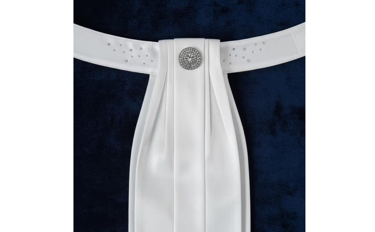 Equestrian Stock Tie Perforated Stock Tie with Pleated Panel Formal Competition Neckwear for Equestrians, Riders, Dressage Competitions
