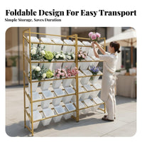 Multi-Tier Floral Container Stand Foldable Business Display Space-Saving Garden Furniture for &bazaar Vendors, Plant Lovers, Balcony, Patio