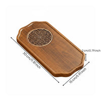 Minimalist Design Walnut Finish Tea Platter Compact Size Dry Brew Tea Tray for Home, Office