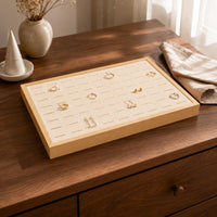 Ring-Shaped Display Tray Gold Rim Jewelry Display Tray Retail Showcase Cream Surface Framed
