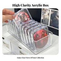 Acrylic Pin Storage Box Transparent Clear Display Case Versatile Dustproof Collectible Box for Collectors, Hobbyists, Bedroom, Office, Bookshelf
