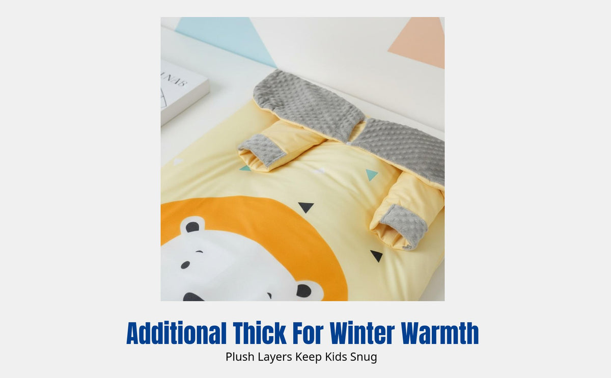 Infant Sleeping Bag, Anti-Kick Quilt, Thick Thermal, Autumn Winter, Cartoon Animal, Removable Shoulder, Breathable, for Children