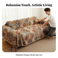 Ethnic Pattern Bohemian Tassel Throw Tasseled Edges Patterned Tassel Throw Year-Round Use Couch Cover Multipurpose for Pet Owners, Interior Design Enthusiasts, Homeowners, On the Sofa, Living Room, Bedroom, Study