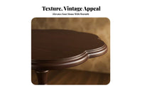 sturdy Wood Construction Scalloped border Table French French-inspired Indoor Furnishing floral-lobeShaped Top Household Furniture Vintage Design for Interior Decorators, Apartment Dwellers, Balcony, Living Room, Entryway, perusing corner