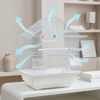 House Roof Small Bird Cage, Iron Wire Parakeet Cage for Budgie Parakeet, Secure Finch Cage with Removable Tray, Habitat for Finch Canary and Pets