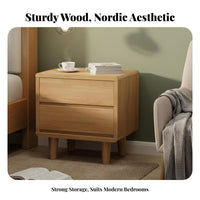 Nordic Design Rattan Front Nightstand Solid Wood Construction Bedside Table Fully Assembled Bedroom Furniture Sturdy and Stable for Apartment Dwellers, Interior Design Enthusiasts, Homeowners, Small Areas, Guest Room, Home