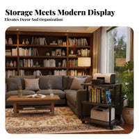 Power Amplifier Cabinet Large Capacity Mobile Audio Equipment Rack Sturdy Construction Rolling Multi-Tier Amplifier Stand for Living Room