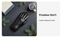 men's PU Leather Gloves Thick Warm Thermal Riding Gloves Hand Coverings Windproof Timeless Design for Cyclists, Cycling
