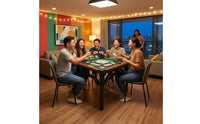 Leg-Clearing Design Square Folding Game Table Foldable Metal-Framed Folding Table Sturdy Household Furniture Non-Slip Feet for Home