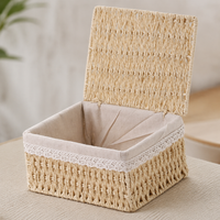 Stylish Laundry Basket, Lidded Laundry Basket, Plant Fiber-Made Stackable Storage Basket, For Dressing Rooms