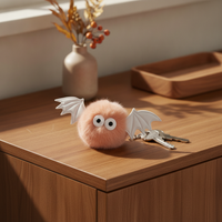 Halloween Bat Pom-Pom Keychain Silicone Bat Bag Charm Plush Monster Elf Keyring