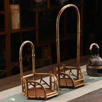 Bamboo Woven Cooling Stove Rack, Natural Bamboo Tea Rack, Pot Rack, Purple Bamboo Storage Shelf, Tea Ceremony Accessory