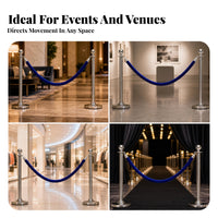 2 Pieces Swivel Hooks Velvet Barrier Rope Metal Fittings Stanchion Rope 1.5 M