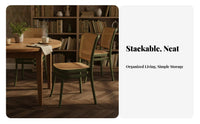 Stackable Cane Back Side Chair Vintage Design Home Seating Century-Century Modern Design Household Furniture Breathable Backrest for Homeowners, Restaurant Owners, Interior Decorators, Dining Room, Kitchen, Cafe
