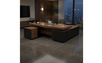 Thickened Desktop Executive Office Desk Sturdy and Long-Lasting Large Executive Table Heavy-Duty Modern Office Desk with Cabinet Scratch Resistant for Executives, Managers, Study Room