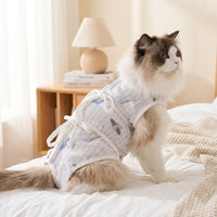 Cat Recovery Suit with Ties, Breathable Post Surgery Cat Clothing, Soft Anti Licking Pet Surgery Recovery Suit for Spay Neuter