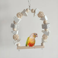 Parrot Swing and Bird Swing with Cuttlebone, Volcanic Stone Parrot Gnaw Toy, Grinding Toy Bird Cage Accessories