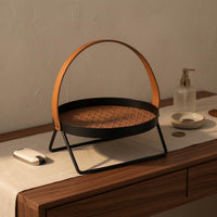 Handle Basket Rack Iron Tray-Style Storage Rack Raised Rims for Countertop