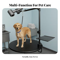 Pet Grooming Table Arm Multi-Functional Grooming Table Dryer Stand Metal Construction Hands Dryer Holder for Home Groomers, Dehydrating