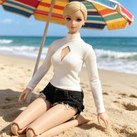 1/6 Scale T-Shirt 1/6 Doll Shirt Easy to Dress Cutout Short Top for Collectors, Display, Photo Shoots