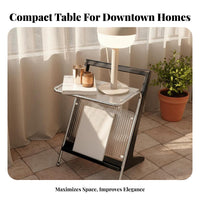 Minimalist Design Modern Sofa Side Table Light Luxury Tempered Glass Side Table Easy to Clean Modern Glass Nightstand Space-Saving for Homeowners, Interior Decorators, Renters, Balcony, Small Areas, Home Office, Reception Area