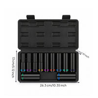 11 Pieces Deep Impact Socket Set Heavy-Duty Drive Impact Socket Set Tool Industrial-Grade Portable for Mechanics, Auto Repair