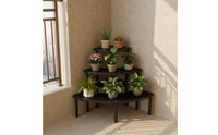 Stable & Sturdy Tiered Wood Plant Stand Space-Saving Wooden Pot Display Shelf Large Capacity 3-Tier Corner Plant Stand Rounded Corners for Retailers, Outdoor, Balcony