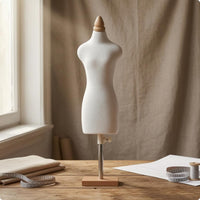 Female Dress Form Mannequin Fabric Covered Tailoring Mannequin Wooden Base