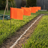 50 Pieces 5 X 4 Inch Orange Marking Flag Rectangular Pennant Wire Stake Flag High Visibility