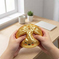 Glossy Transparent Squishy Ball Hand-Held Glitter Squishy Ball Soft-Looking Sensory Item Bun-Shaped