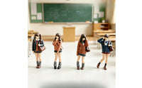 4 Pieces Schoolgirl Figurine Hand-Painted Miniature Figure with Handbag 3D Printed for Collectors