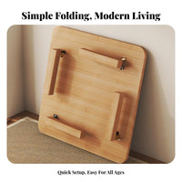 Space-Saving Wooden Tatami Desk Multi-Functional Japanese Tatami Table Solid Wood Construction Japanese Folding Floor Table Stable Structure for Apartment Dwellers, Telecommuting Workers, Small Areas, Living Room, Bedroom, Home Office