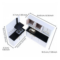 Dollhouse Kitchen Set High Detail Dollhouse Cooking Counter Wooden for Kids