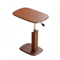Pneumatic Lift Adjustable Side Table Concealed Wheels Mobile Side Table Saddle Leather