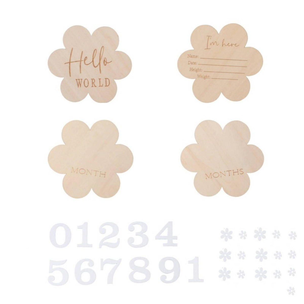 Wooden Milestone Board Flower-Shaped Baby Announcement Sign Milestone Board with Bag Double-Sided Boards Writable
