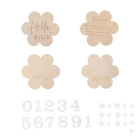 Wooden Milestone Board Flower-Shaped Baby Announcement Sign Milestone Board with Bag Double-Sided Boards Writable