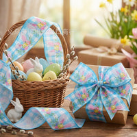 5 Yards Easter Wired Ribbon DIY Friendly Easter Craft Ribbon Rustic for Crafters, Decorators, Wreath Making, Holiday Celebrations, Party Decoration, Gift Wrapping
