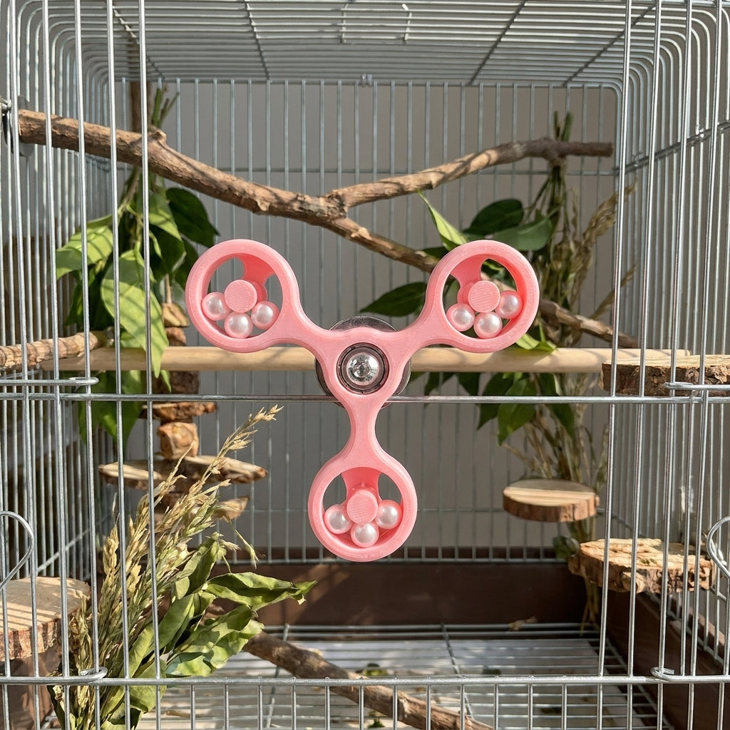 Cockatiel Rotating Windmill Toy, Suction Cup Budgie and Lovebird Toy, PLA Material Parrot Enrichment Accessory