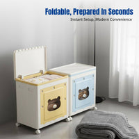 Large Capacity Foldable Storage Box with Wheels, Hinged Lid Organizer, Clothes, Quilt, Multi-Use Cabinet