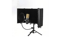 Noise Reduction Audio Record Device Isolation Barrier Desk and Stand Mountable Studio Mic Soundproof Screen Adjustable Angle Foldable Vocal Reflection Filter Quick Setup for Podcasters, Musicians, Streamers, Desktop