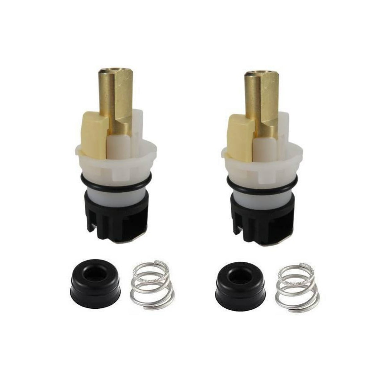 2 Pieces Two-Handle Faucet Stem Replacement Brass-Toned Faucet Repair Kit with Seat and Spring Easy Installation Hardware for Bathroom, Kitchen
