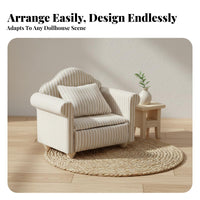 3 Pieces Classic Design 1:12 Scale Sofa Set Textile Upholstery 3 Piece Dollhouse Furniture Realistic Look Beige Dollhouse Loveseat and Armchairs Fine Workmanship for Collectors, Hobbyists, Dioramas, Model Making