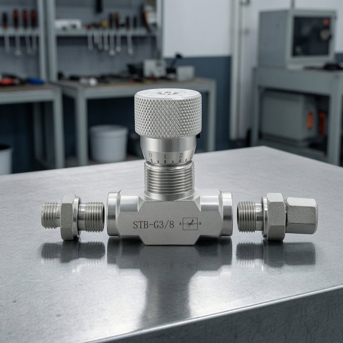 Threaded Throttle Valve with Knurled Knob Metal in-Line Throttle Valve for Hydraulic Equipment