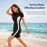 Swimsuits for Women with Padded Bra and Short Sleeves for Water Sports, 2 Piece for Girls with Modest Briefs