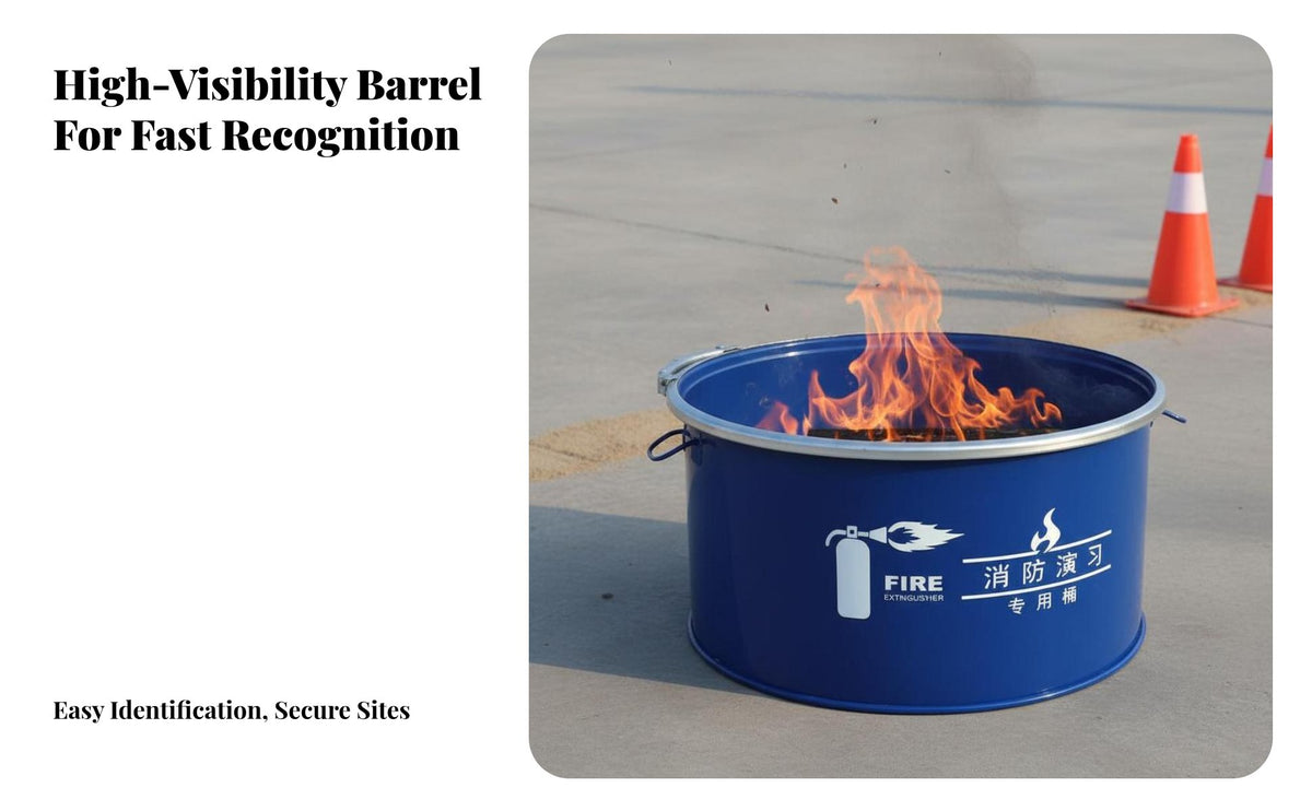 Heat-Resistant Fire Drill Training Barrel With Handles Metal Fire Barrel Efficient Airflow Steel Incinerator Drum for Facility Managers, Property Owners, Worksites, Backyard, Outdoor Areas, Garden