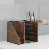 Desktop File Organizer Wooden Desk File Organizer Wood Paper Sorter with Shelves for Office