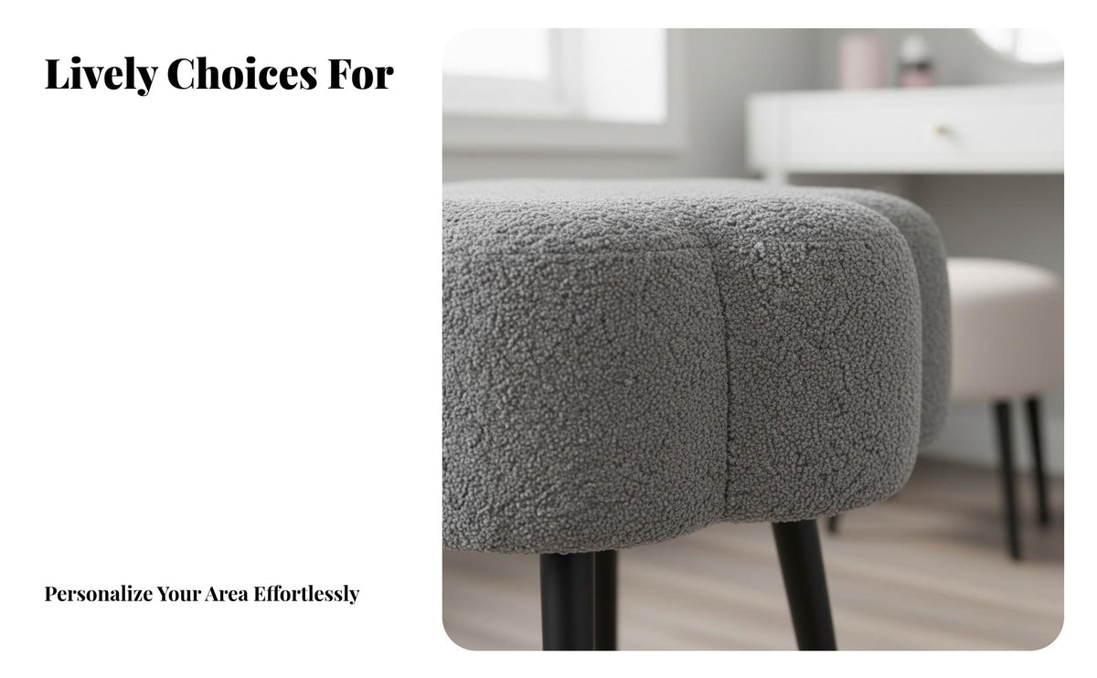 Multi-Purpose puffyShaped Pouf Thick Sponge Cushion Sculptural Pouf Modern Design Vanity Stool Soft Upholstery for Makeup Enthusiasts, Apartment Dwellers, Young Adults, Bedroom, Dressing Room, Entryway