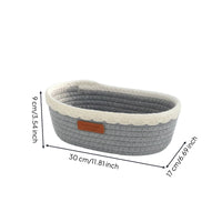 Handwoven Rope Basket with Leather Label Space-Saving Cotton Rope Basket Soft Woven Organizer Compact for Entryway