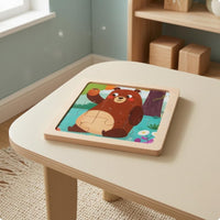Flat Wooden Creature Game Colorful Creature Jigsaw Game Printed Toddler Jigsaw Set Square