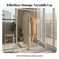 Sturdy and Long-Lasting Floor Standing Clothes Rack Space Saving Metal Clothing Display Stand Stable Arched Feet Metal Garment Display Stand High-Temperature Baked Paint for Shopkeepers, Homeowners, Balcony, Walk-in Closet, Thrift Shop, Entryway